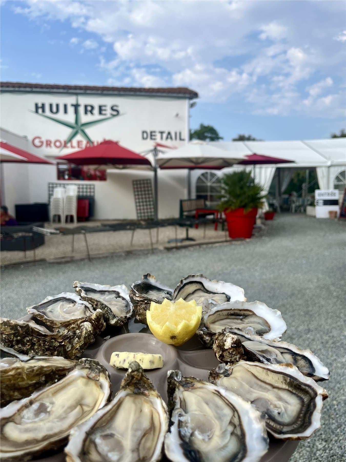 Huîtres servies devant la Cabane Grolleau-Lis